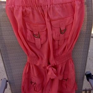 Women's Coral Pink Strapless Dress  size Medium